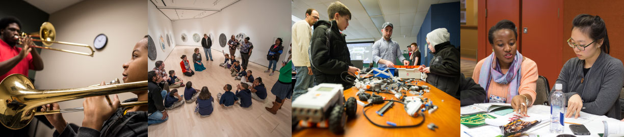 Images of people working together in a community setting