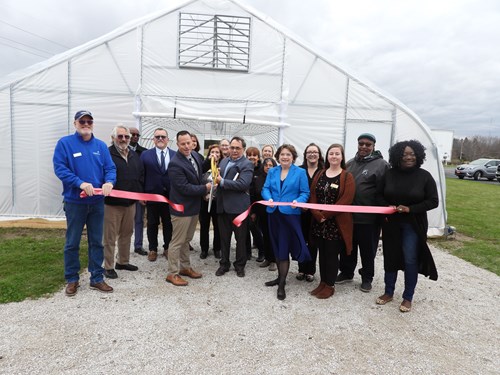 Representatives from JSRI, LMC, and the South Haven community gathered for a ribbon-cutting ceremony to celebrate collaborative efforts toward agricultural advancement. Photo credit: Tom Renner